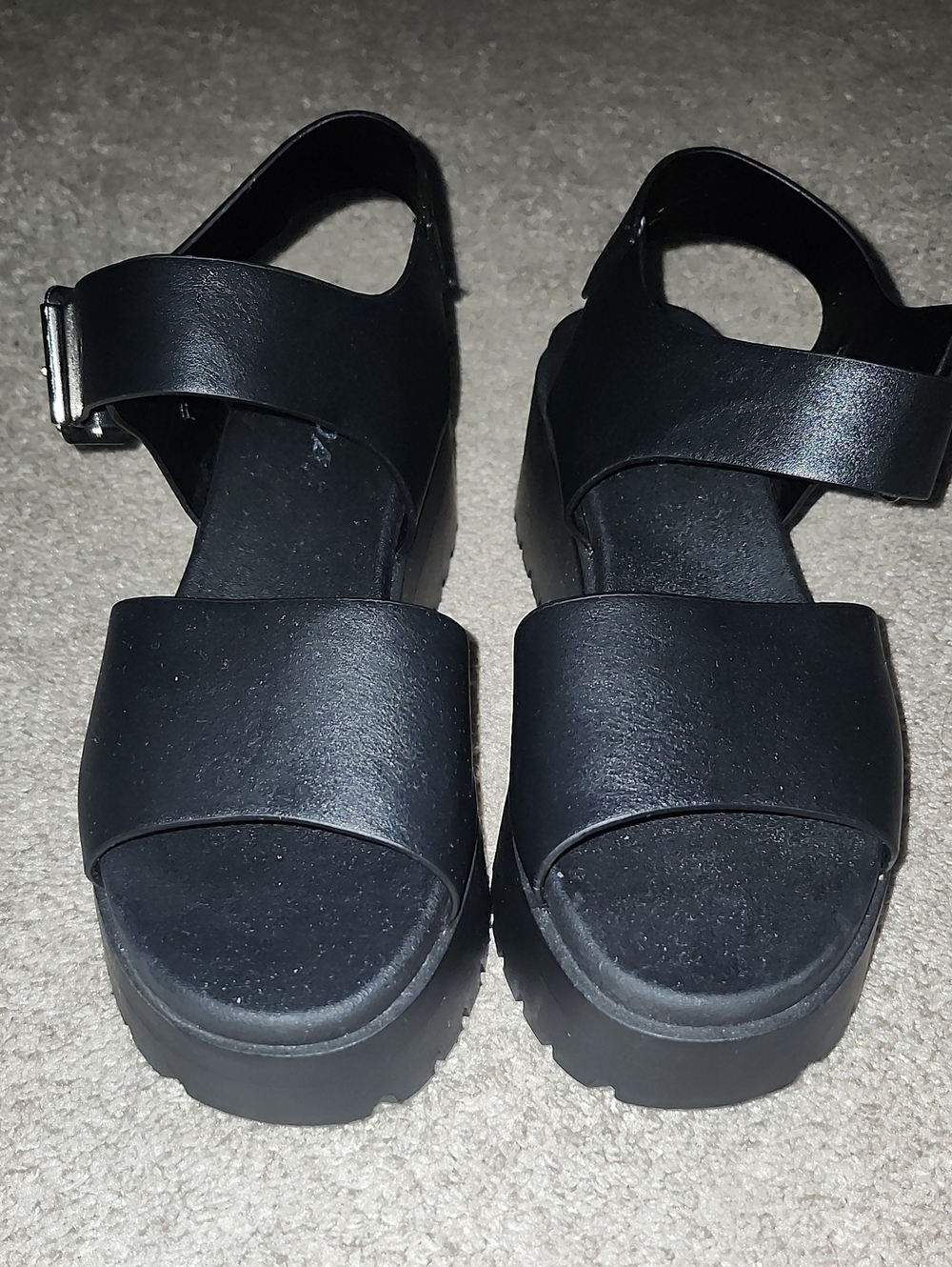 Soda Black Platform Sandals with Ankle Strap